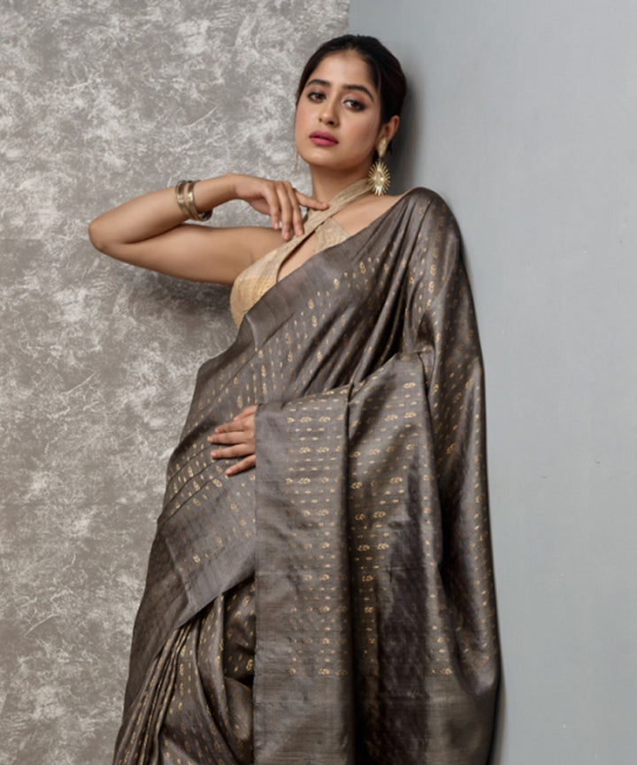 Brown handloom chhatisgarh tussar silk saree