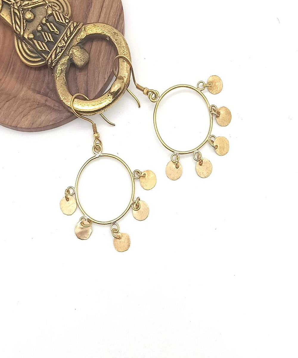 Golden dhokra handcrafted brass earring