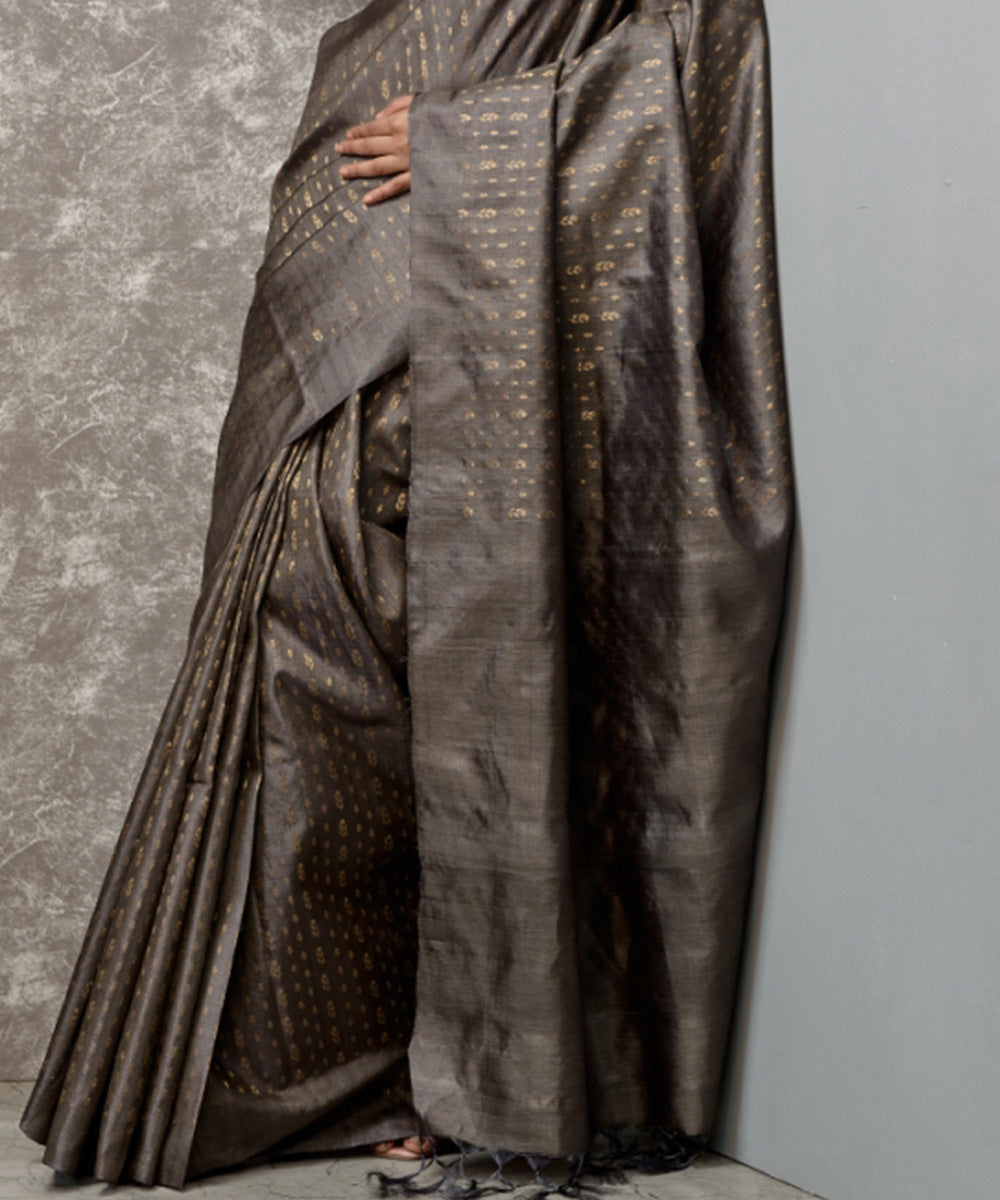 Brown handloom chhatisgarh tussar silk saree