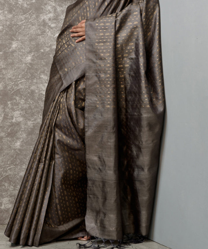 Brown handloom chhatisgarh tussar silk saree