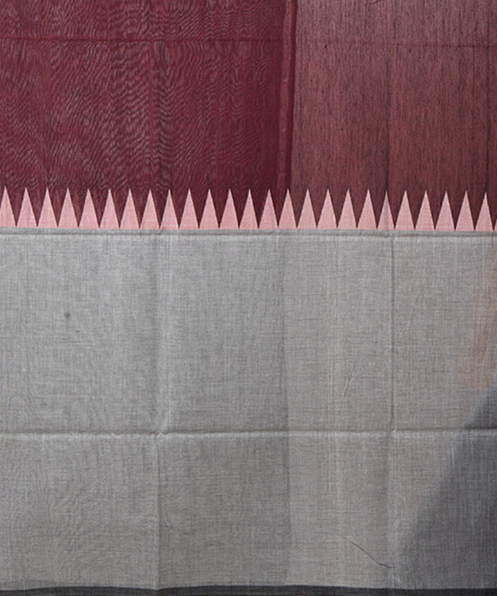 Maroon grey handloom shantipuri cotton saree