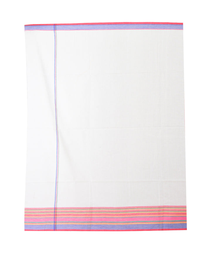 White multicolor handloom cotton saree