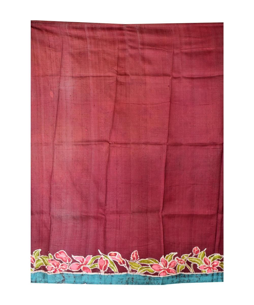 Multicolor multicolor hand printed silk saree