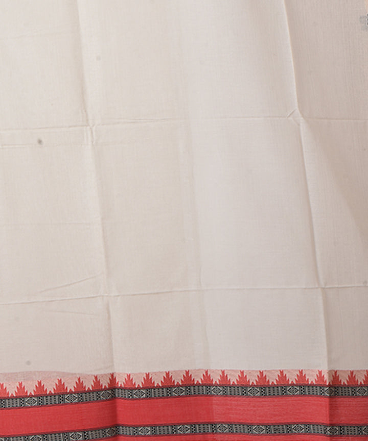 Beige red handloom cotton shantipuri saree