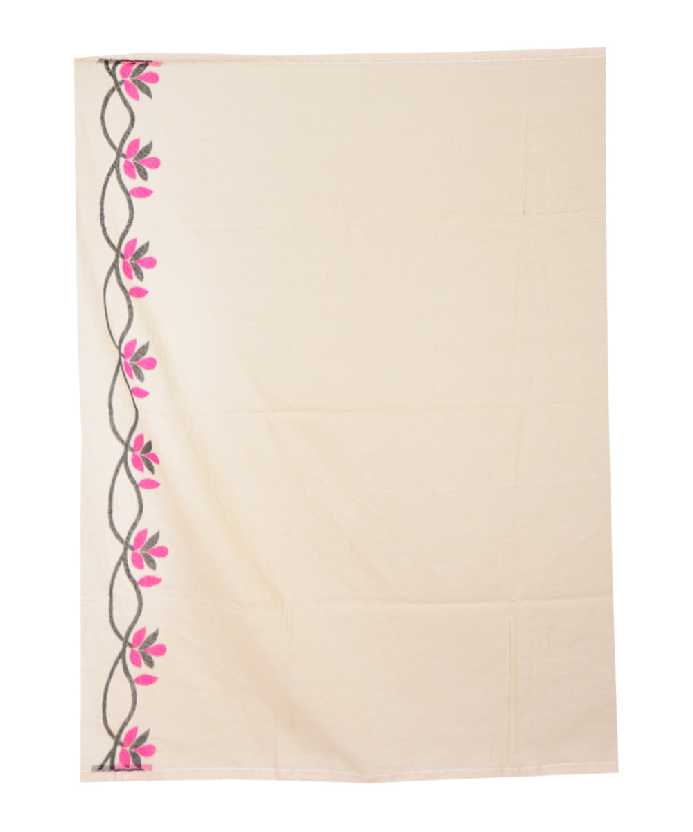 Beige multicolor handwoven cotton saree