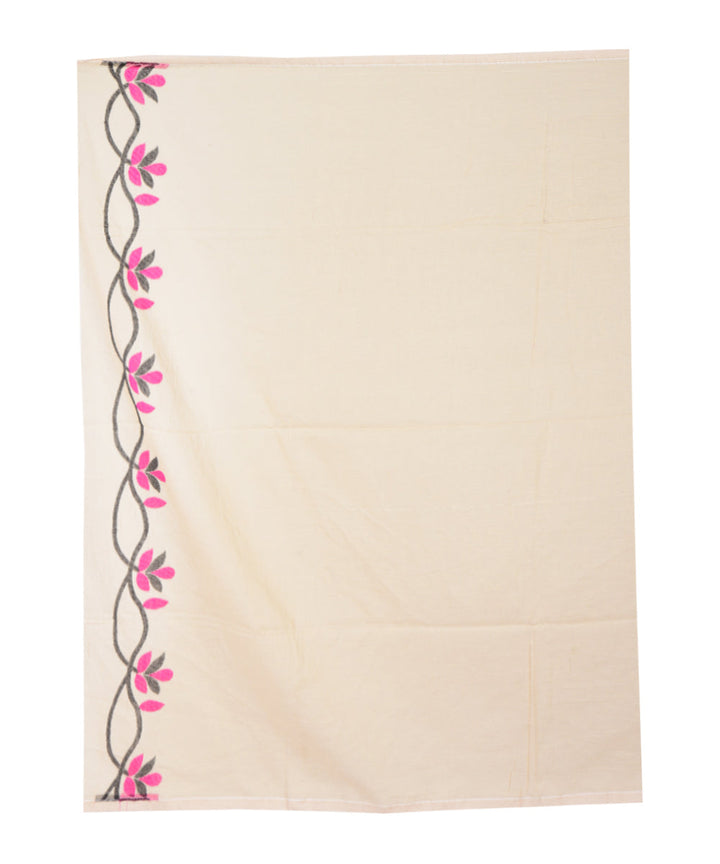 Beige multicolor handwoven cotton saree