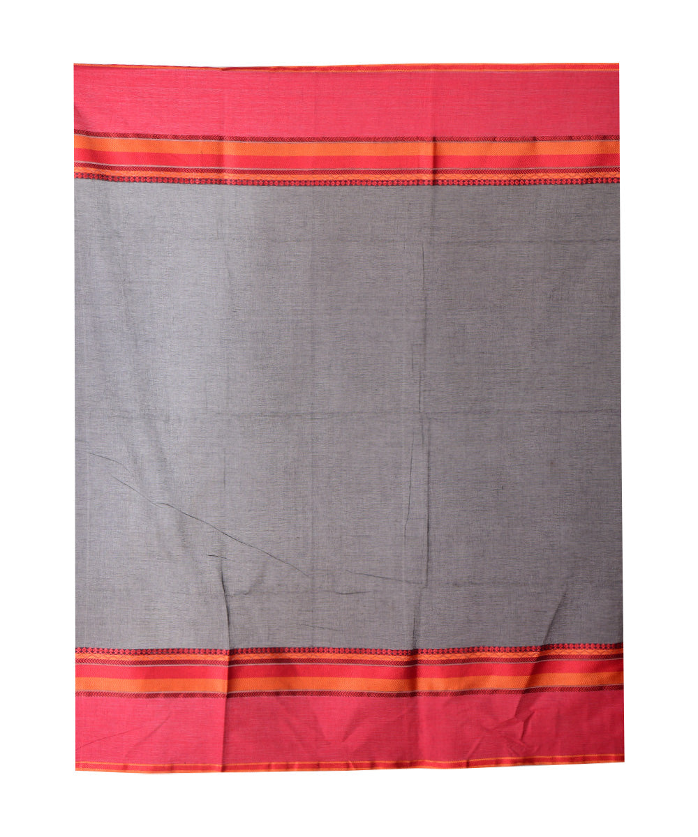 Black red handwoven cotton saree