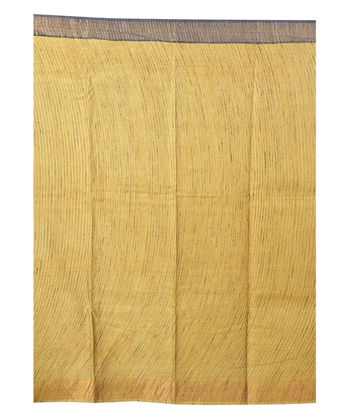 Multicolor beige block print handprinted tussar silk saree