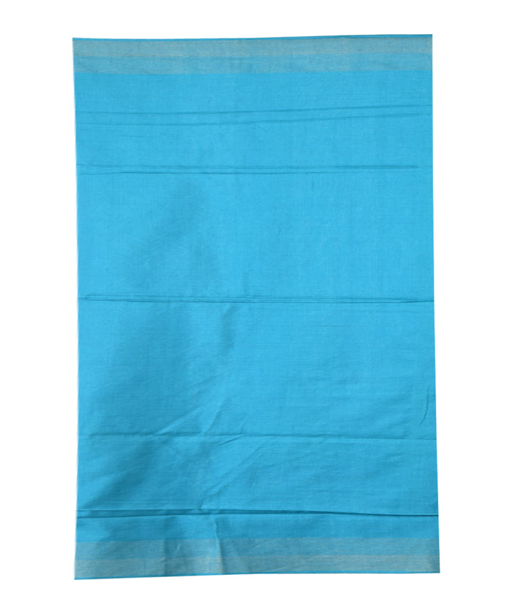Cyan blue handwoven cotton silk saree