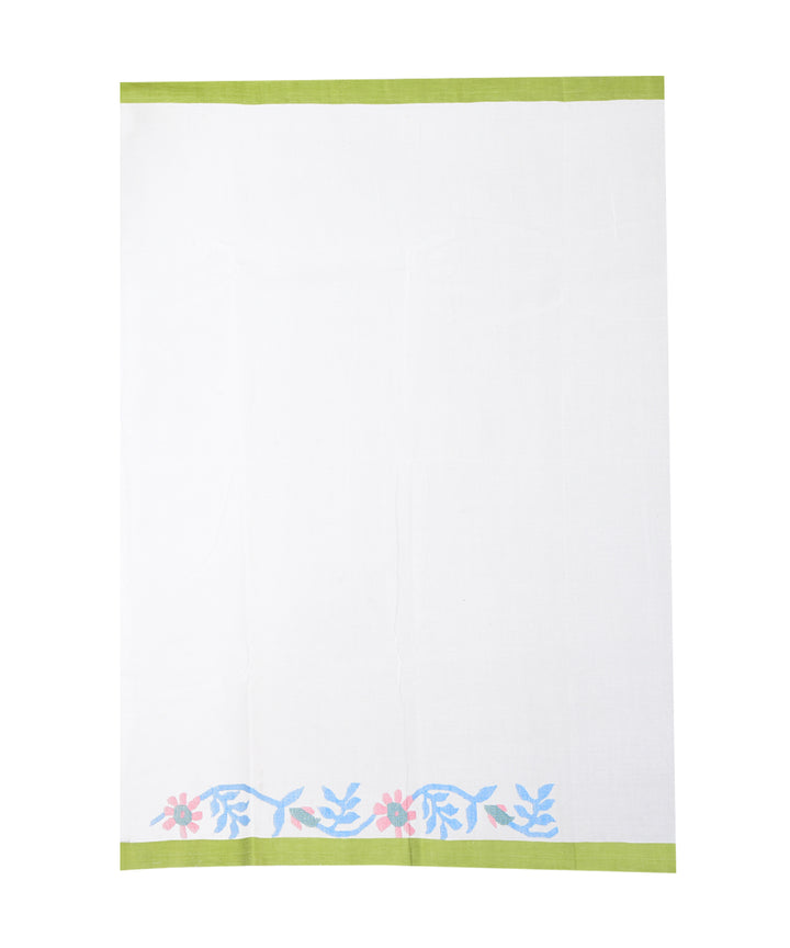 White sky blue multicolor handwoven cotton saree