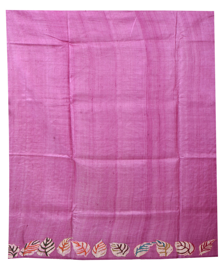 Violet hand kantha stitched tussar silk saree