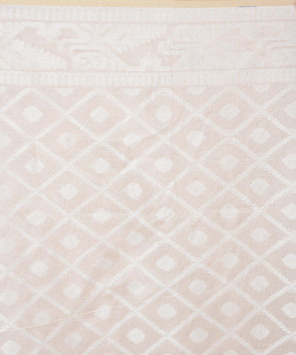 Cream handloom cotton jamdani saree