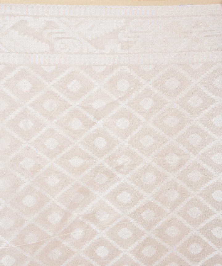 Cream handloom cotton jamdani saree