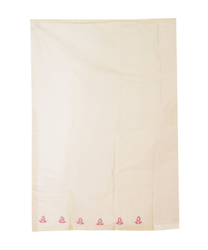 Beige red handwoven cotton saree