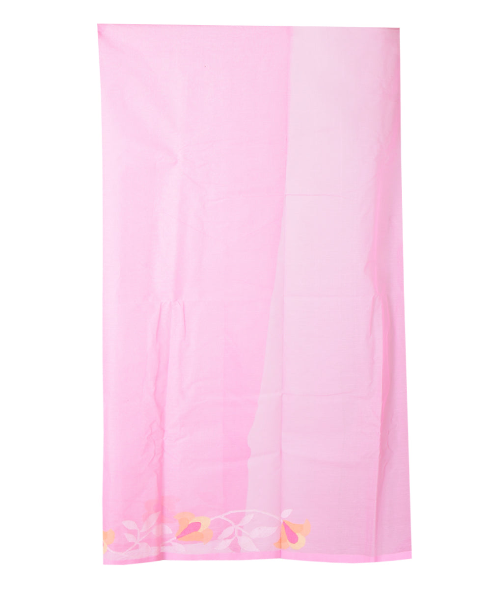 Pink multicolor handwoven cotton saree