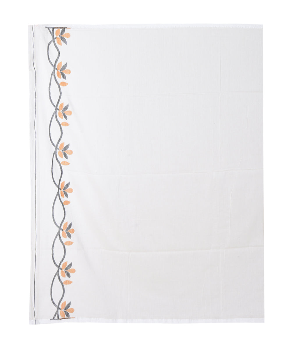 White multicolor handwoven cotton saree