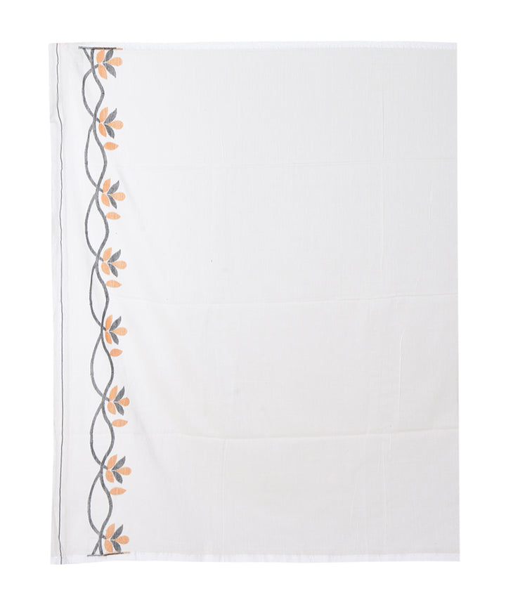 White multicolor handwoven cotton saree