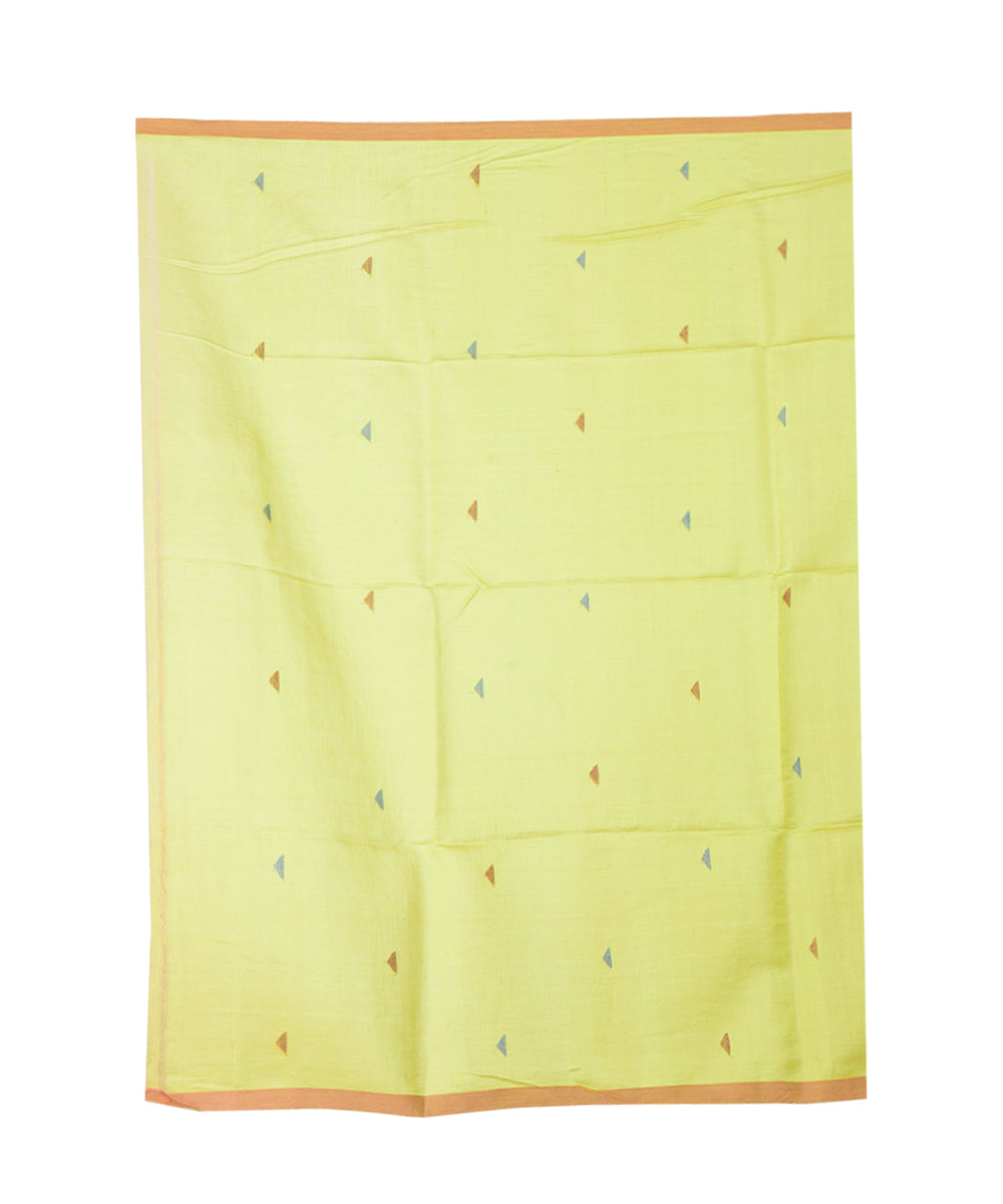 Lime green multicolor handwoven cotton silk saree
