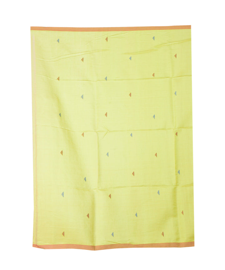 Lime green multicolor handwoven cotton silk saree