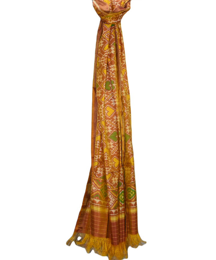 Orange green handloom silk patola dupatta