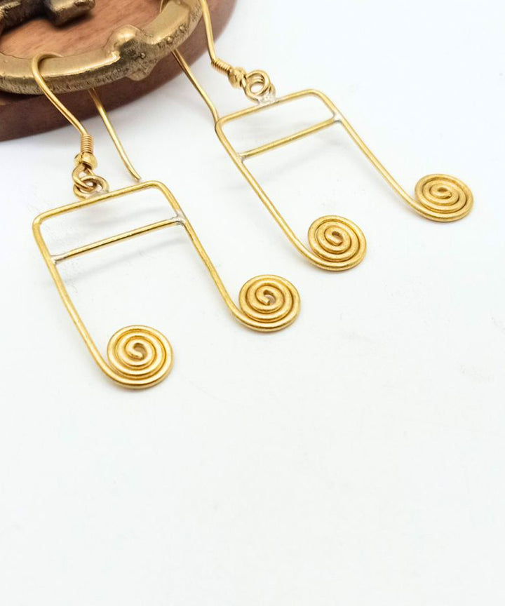 Golden handcrafted brass dhokra earring