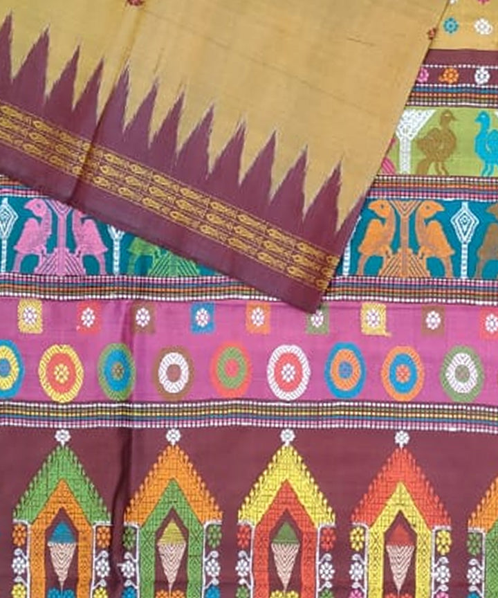 Yellow purple silk handloom gopalpur saree