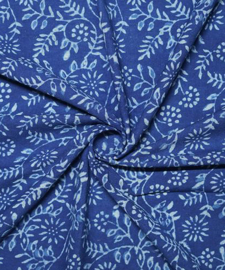 Indigo offwhite handspun cotton fabric