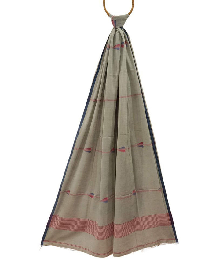 Beige handwoven cotton jamdani dupatta