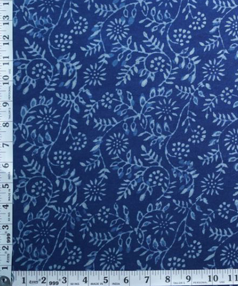 Indigo offwhite handspun cotton fabric