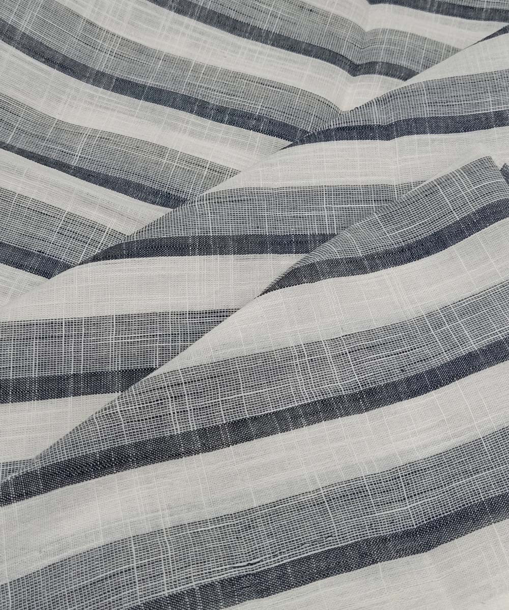 Black white stripe handwoven cotton fabric