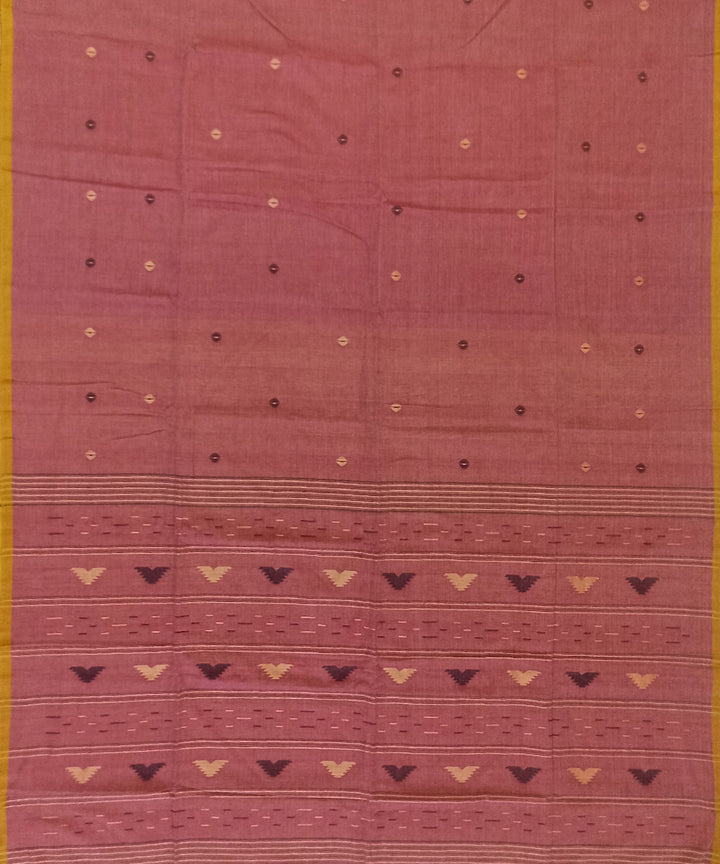 Brown yellow cotton handloom bengal saree