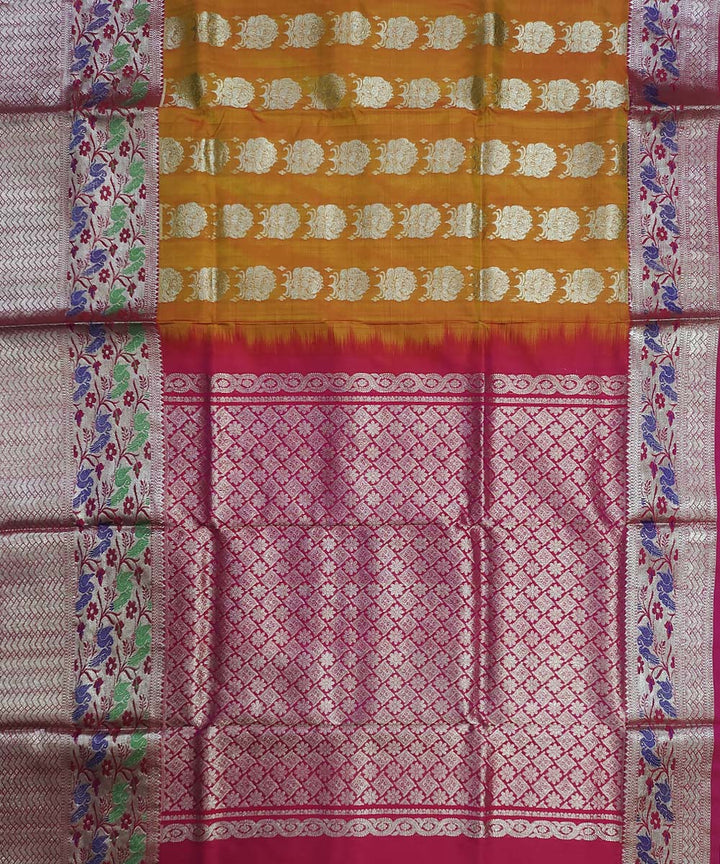 Yellow pink silk handloom venkatagiri saree