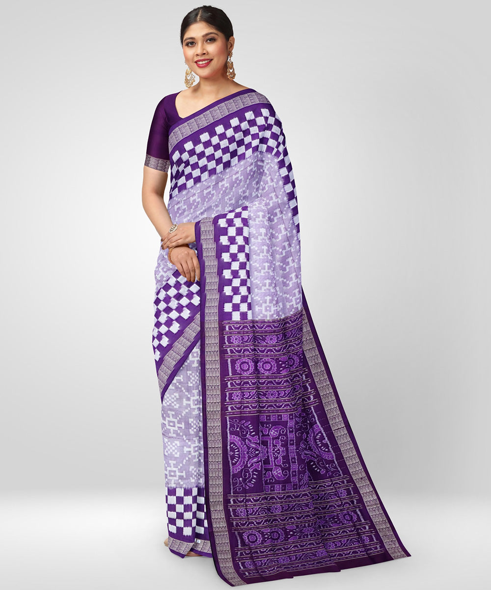 Glossy grape silk handwoven sambalpuri saree