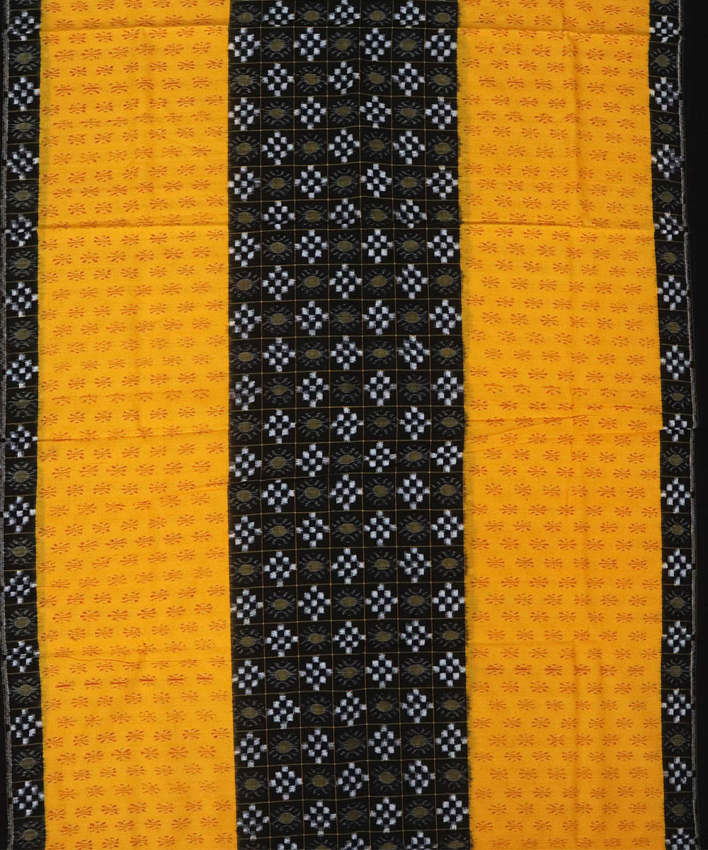 Yellow black white handwoven cotton sambalpuri dress material