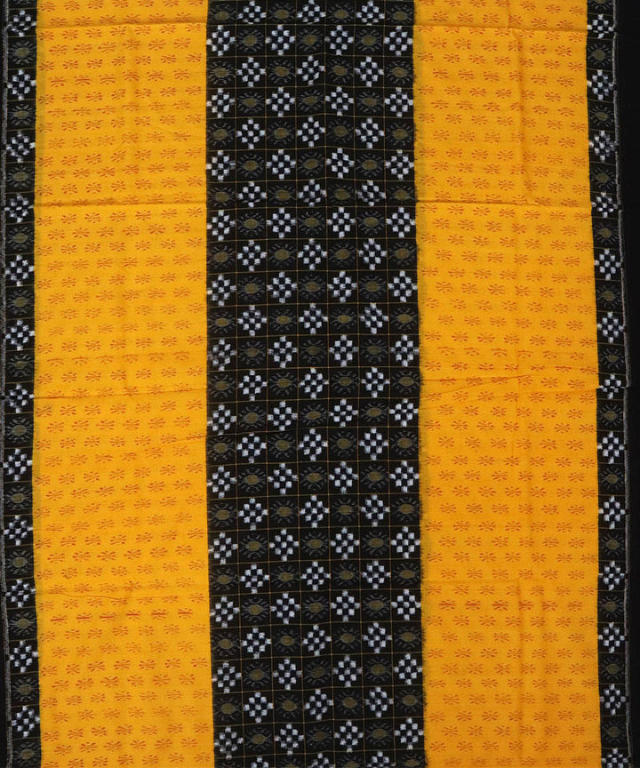 Yellow black white handwoven cotton sambalpuri dress material