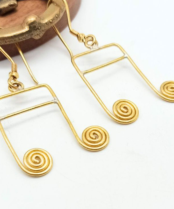 Golden handcrafted brass dhokra earring