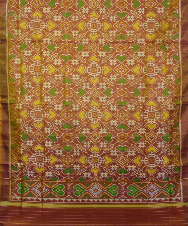 Orange green handloom silk patola dupatta