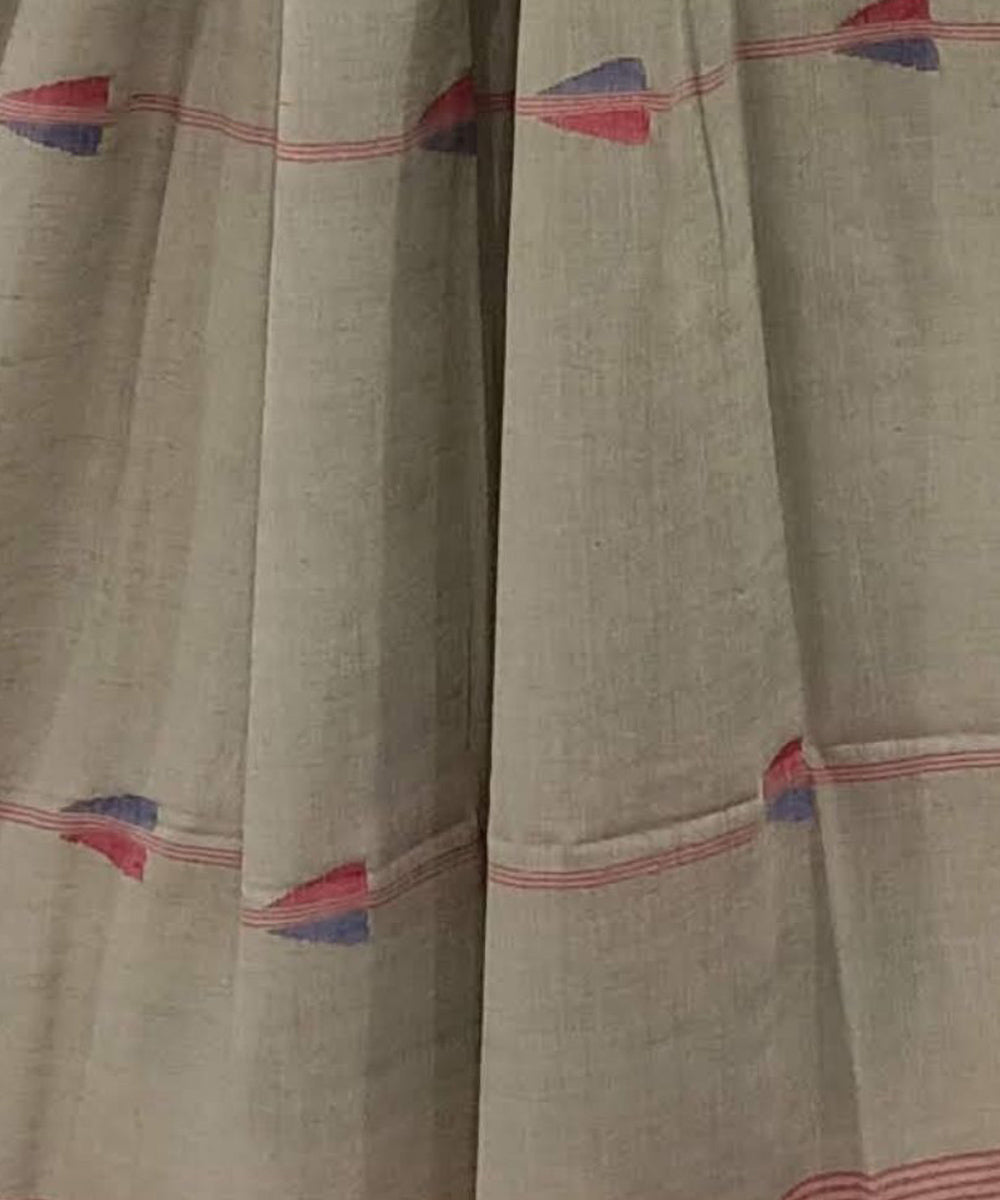 Beige handwoven cotton jamdani dupatta