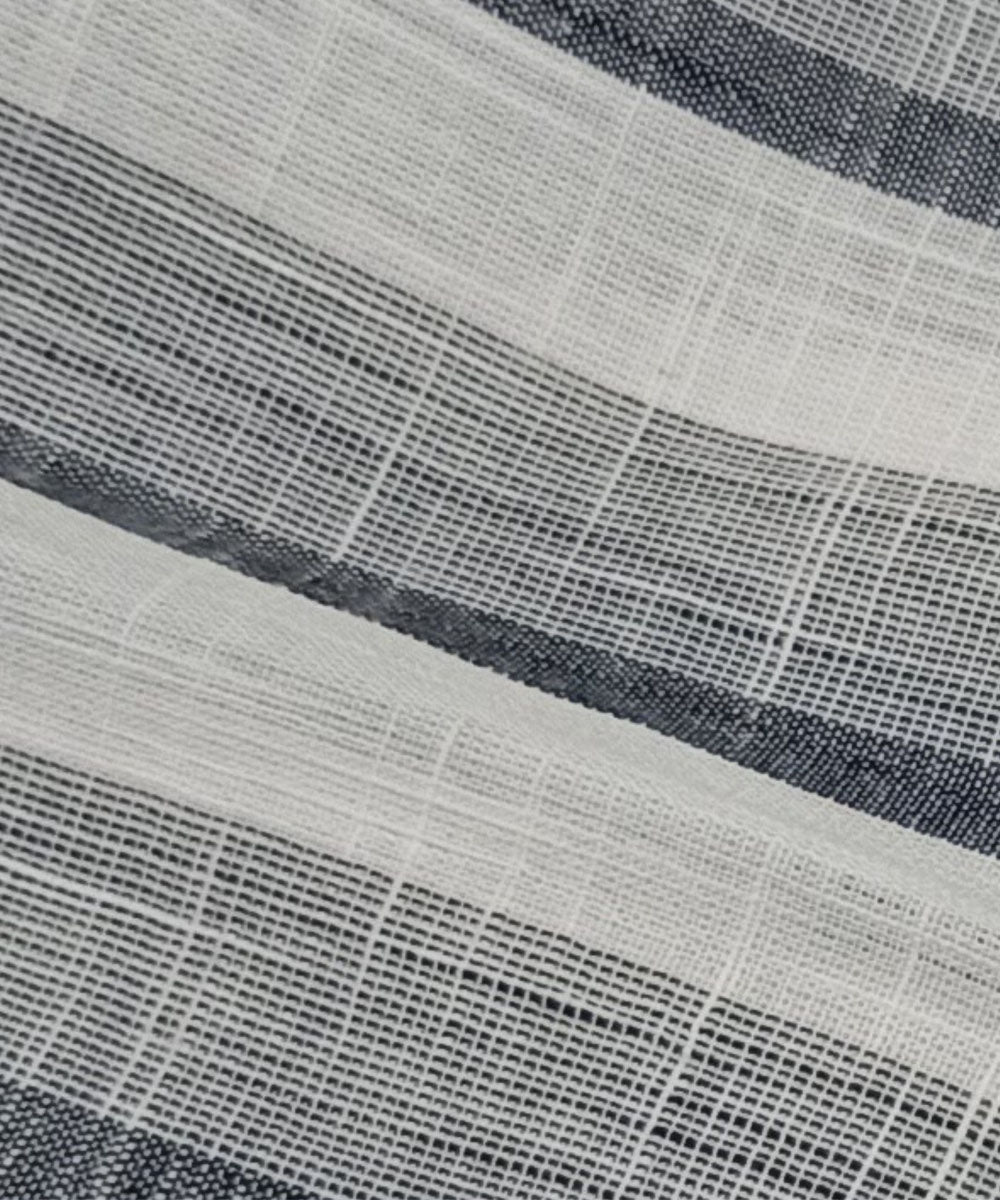 Black white stripe handwoven cotton fabric