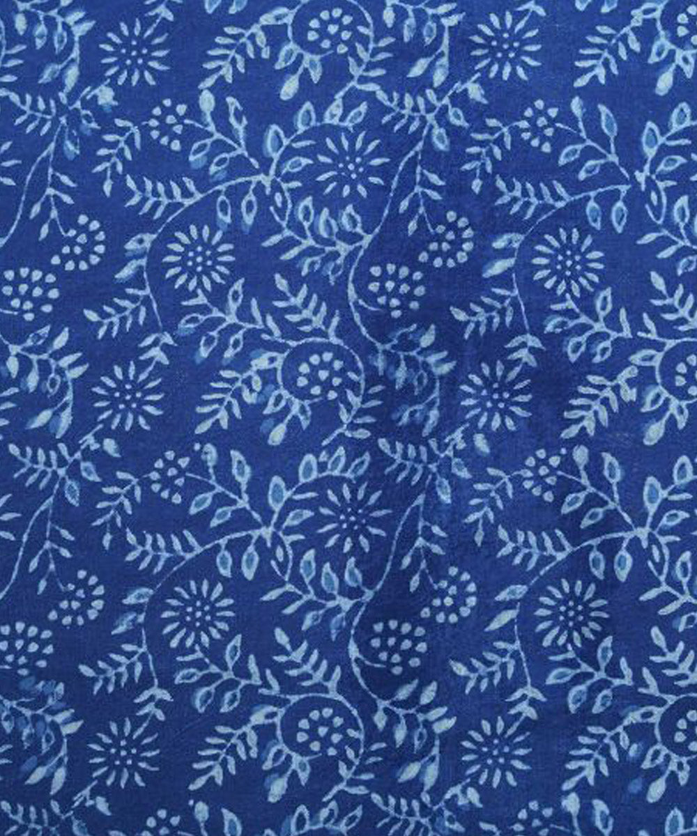 Indigo offwhite handspun cotton fabric
