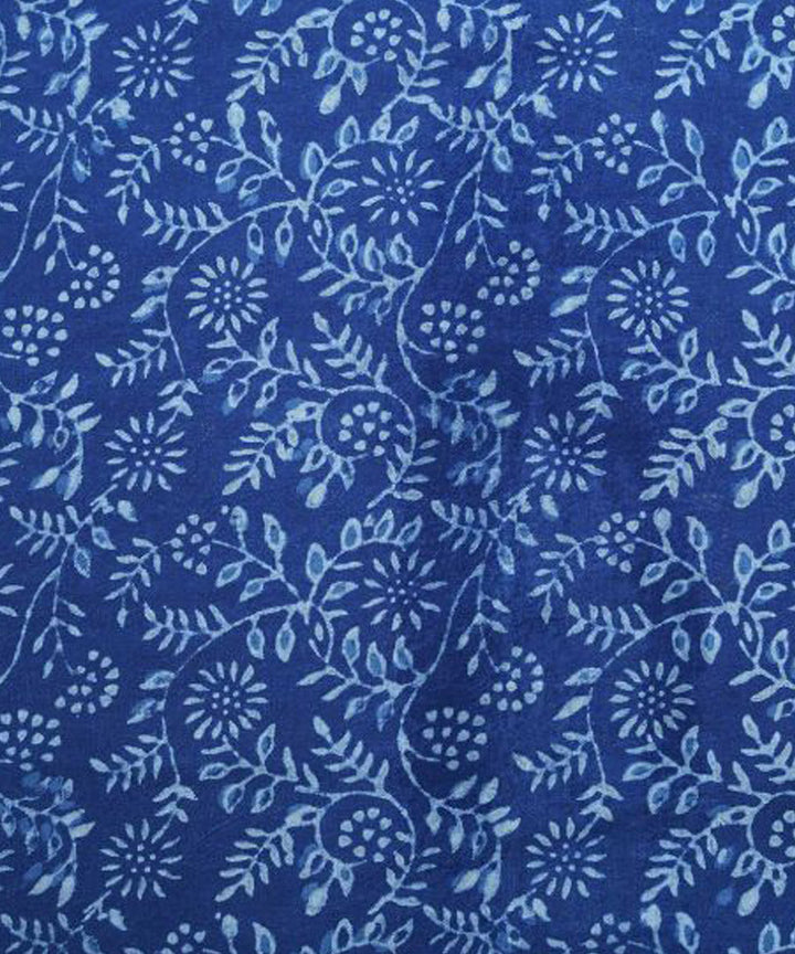 Indigo offwhite handspun cotton fabric