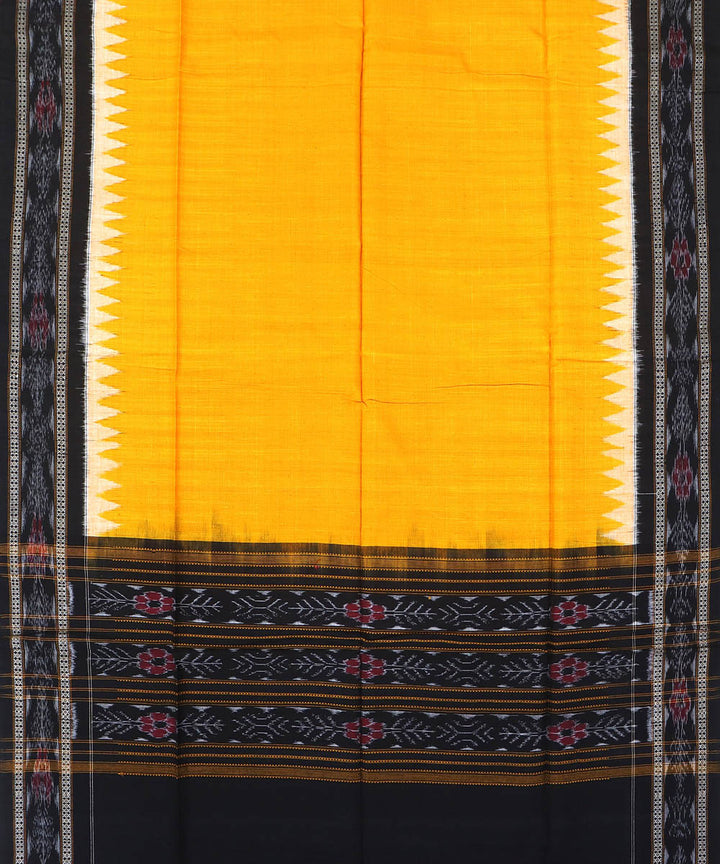 Yellow black white handwoven cotton sambalpuri dress material