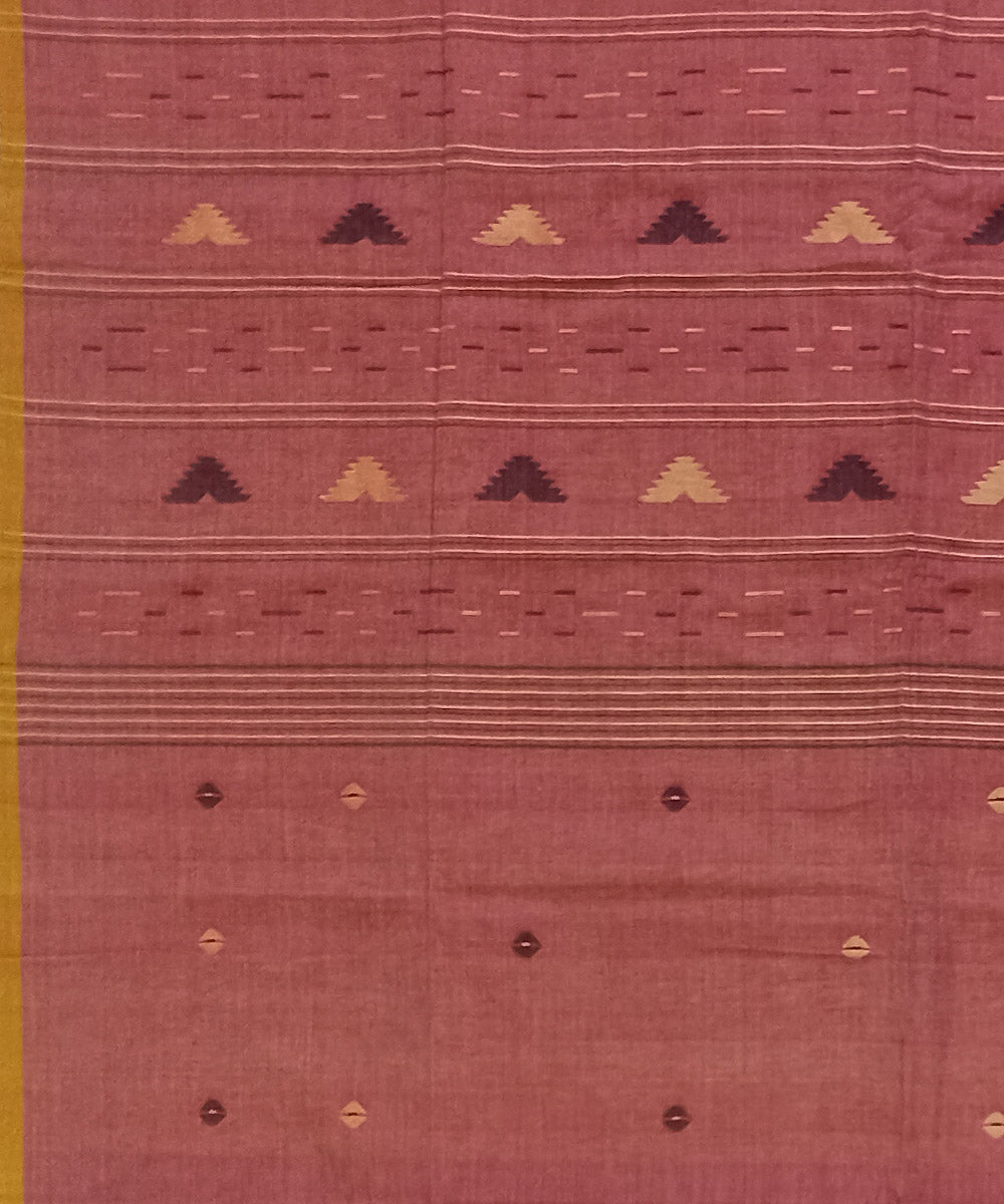 Brown yellow cotton handloom bengal saree