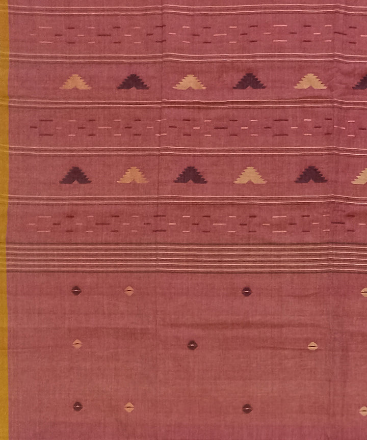 Brown yellow cotton handloom bengal saree