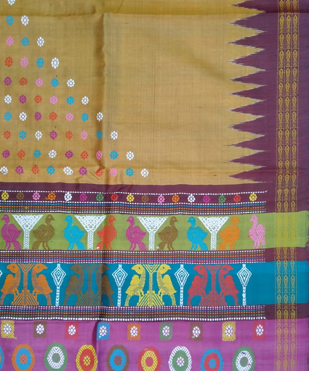 Yellow purple silk handloom gopalpur saree