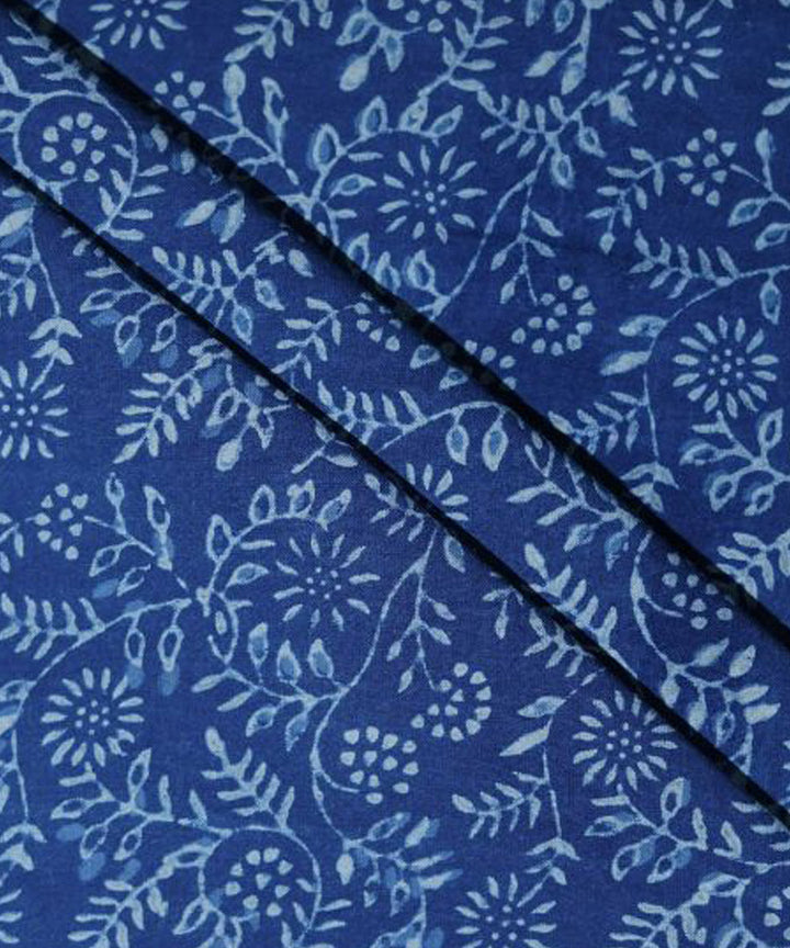 Indigo offwhite handspun cotton fabric
