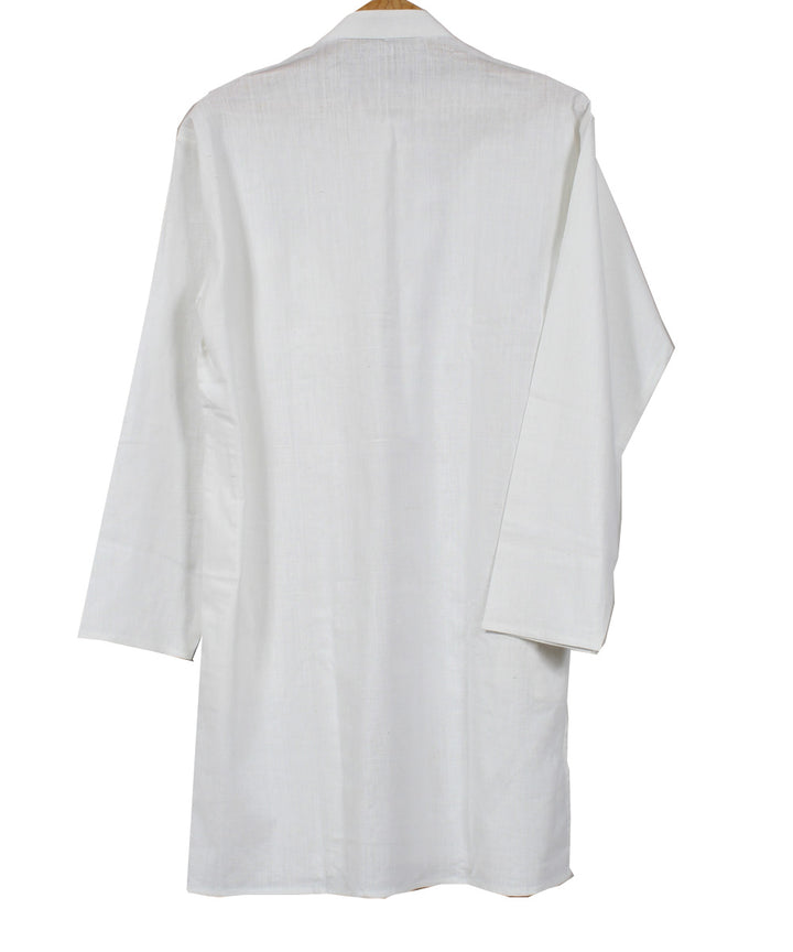 White hand woven khadi cotton long kurta