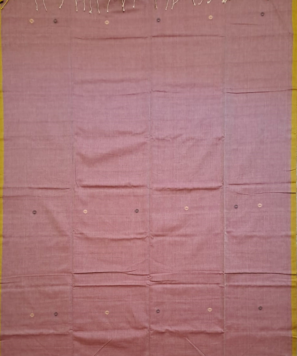 Brown yellow cotton handloom bengal saree