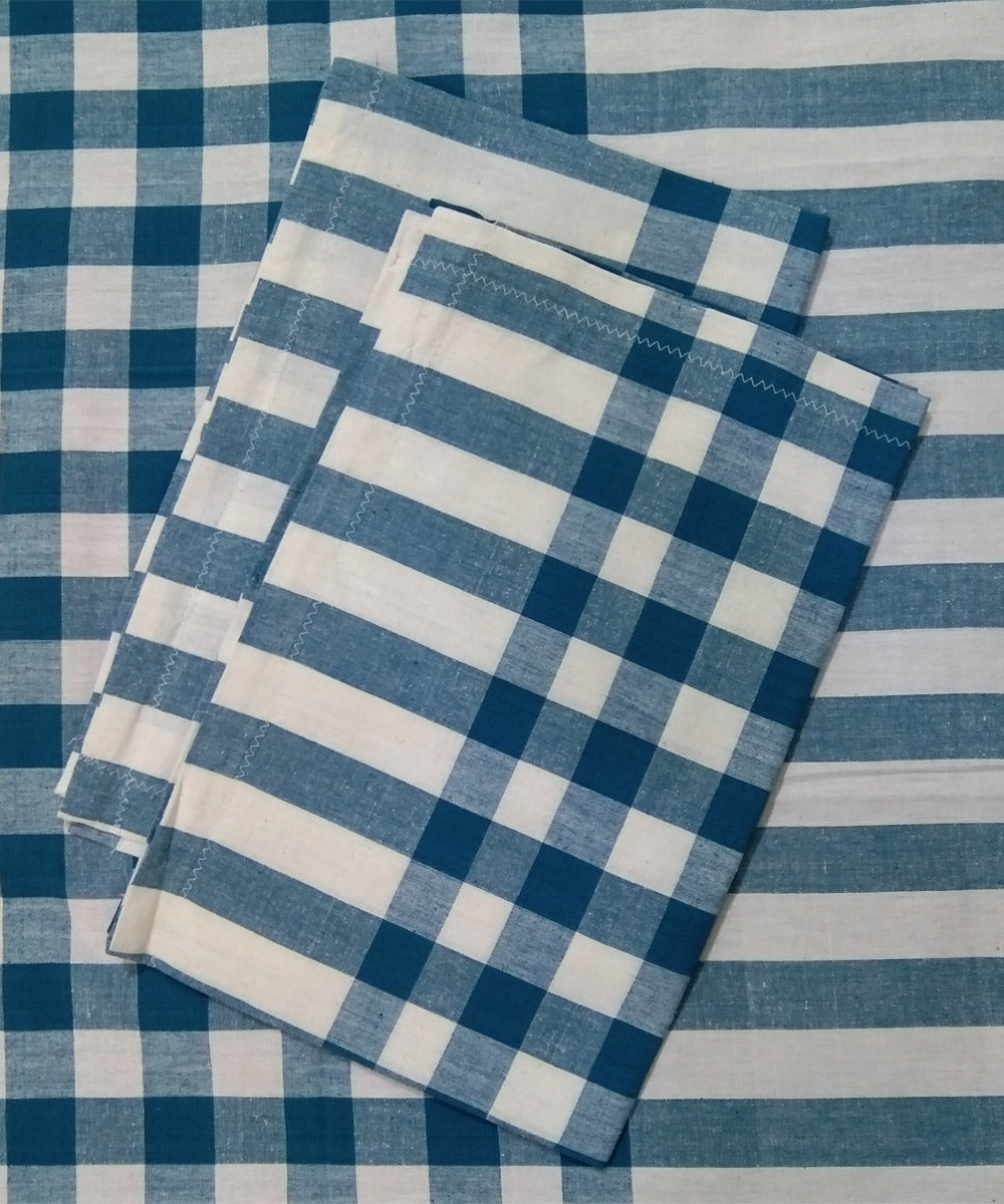 White indigo handwoven cotton double bed bedsheet