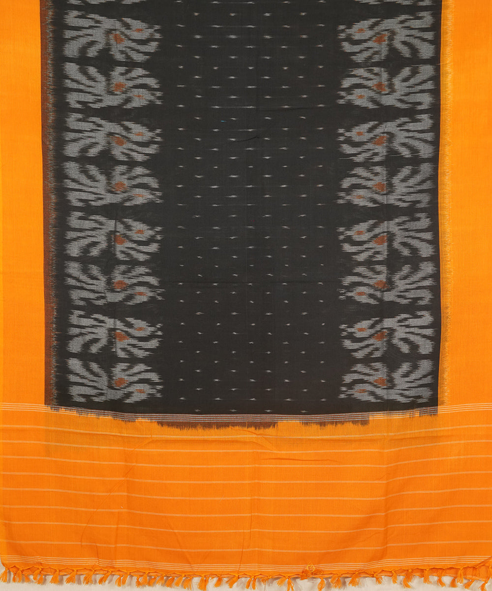 3pc Yellow black handwoven cotton pochampally ikat dress material